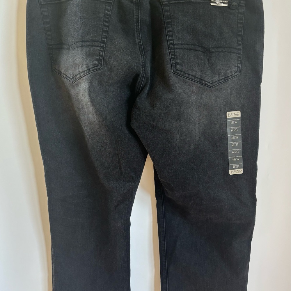 Buffalo David Button Relaxed Straight Driven Jeans, Black, 40x34 - Picture 3 of 5